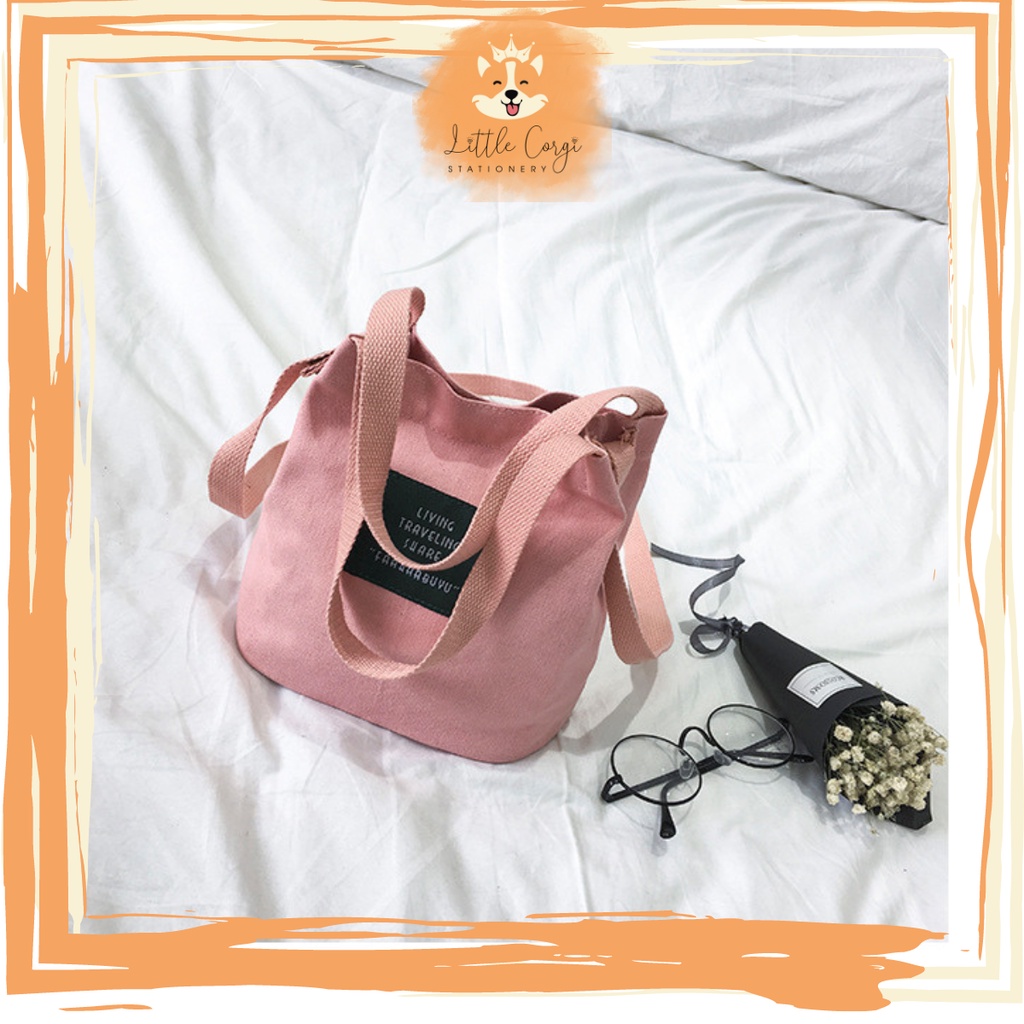 Túi canvas đeo chéo thời trang Hàn Quốc cho bé - Túi tote đeo chéo có quai xách