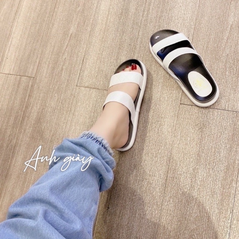 DL11- Dép Lê bánh mì, dép đế xuồng, dép nữ thời trang da lì trần chỉ 2 quai đế siêu nhẹ êm phù hợp đi chơi, du lịch