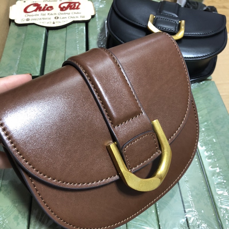 Túi xách nữ chữ CNKios quảng châu bản khóa móng ngựa hai bản dây da đeo chéo, đeo kẹp nách
