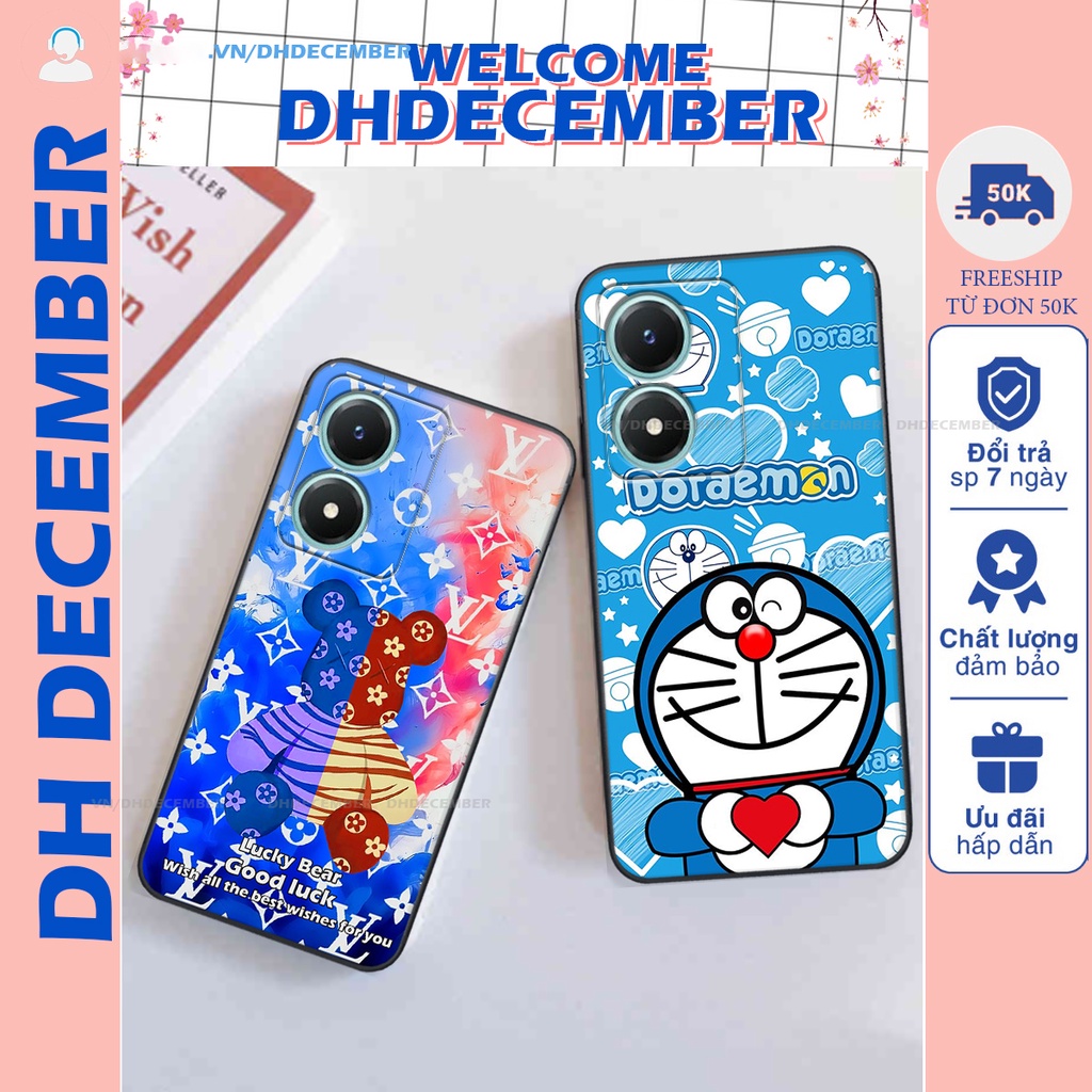 Ốp lưng Vivo Y02S - BẢO VỆ CAMERA in hình gấu K@ws, gấu nâu, dor@emon RẺ- ĐẸP- BỀN