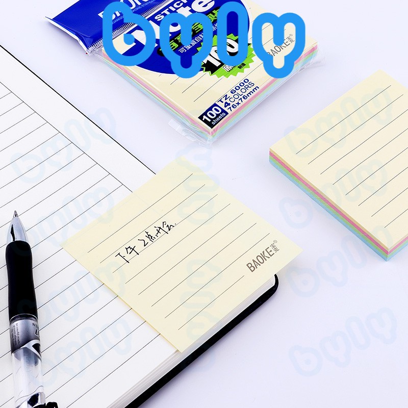 Sticky Note 4 màu pastel - macaron có dòng kẻ 100 tờ Baoke TZ6000 - TZ6006 - ByLy Store