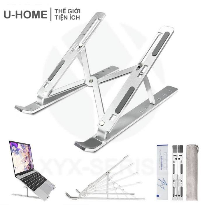 Giá đỡ laptop stand nhôm hỗ trợ tản nhiệt có thể gấp gọn chỉnh độ cao tiện lợi, Giá kê Macbook, kệ đỡ máy tính surface