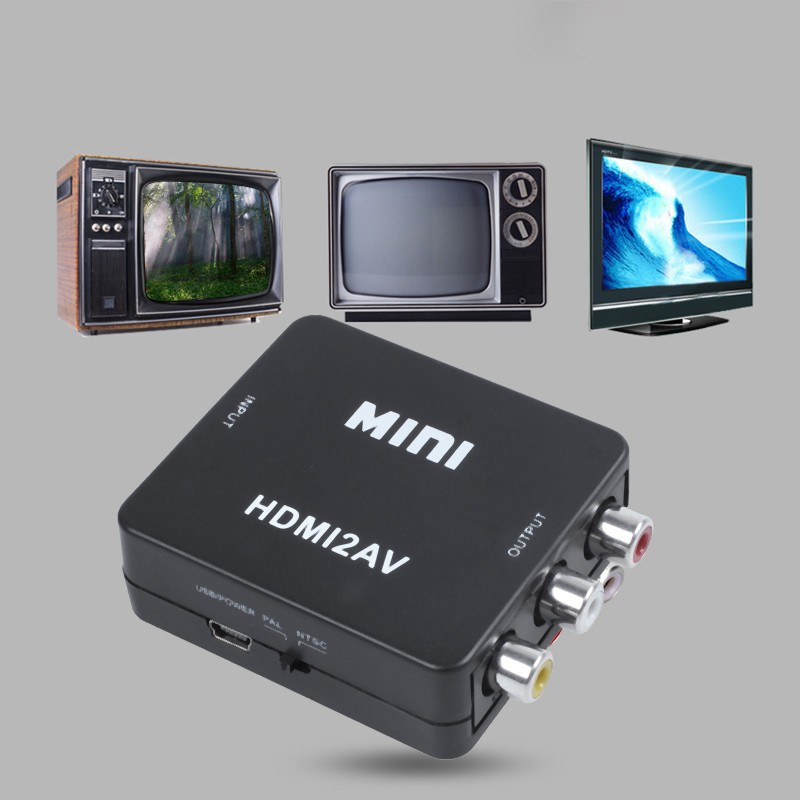 Bộ chuyển đổi video tổng hợp AV HDMI sang 3RCA CVBS màu đen