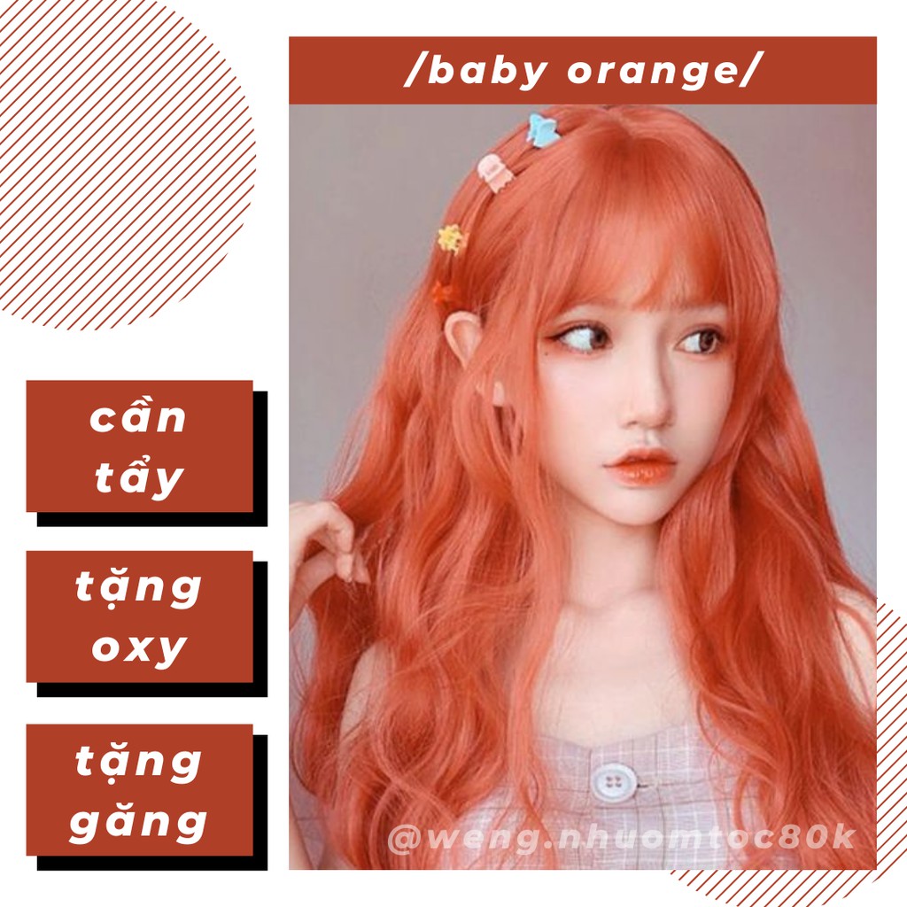 Combo nhuộm tóc màu cam sữa / baby orange (kèm trợ nhuộm, găng tay)