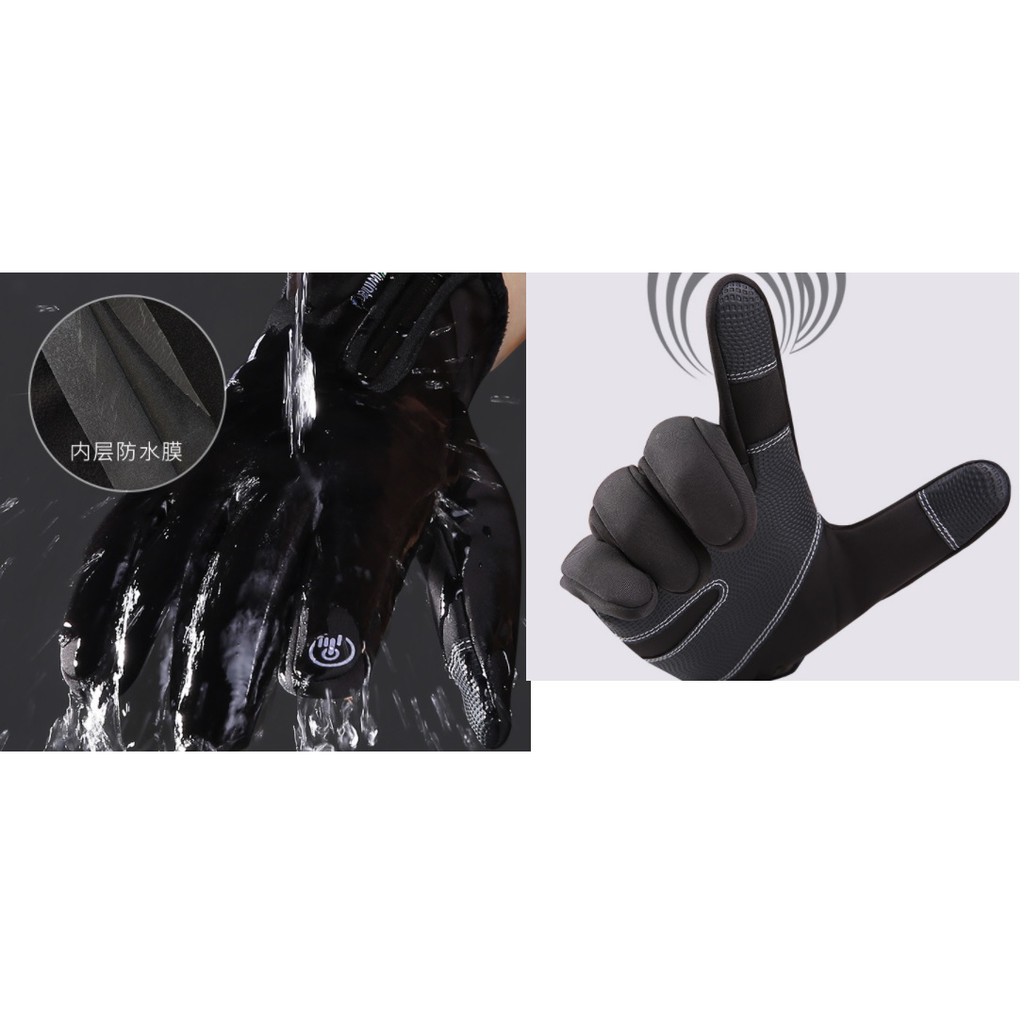 Găng tay phượt Winds Stopper XY mẫu 2 có khoá kéo đi mưa vải chống nước cảm ứng điện thoại