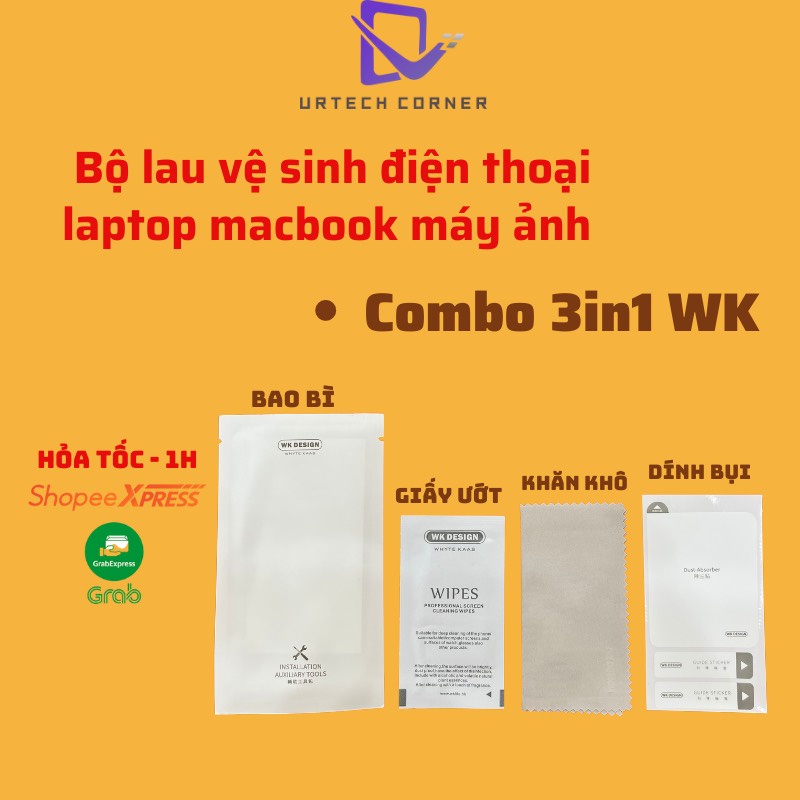 Combo 3in1 khăn lau đa năng  WK Urtech Corner lau màn hình điện thoại, laptop