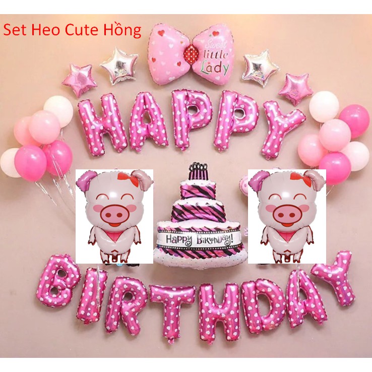 SET BONG BÓNG SINH NHẬT THÔI NÔI BÉ CHUỘT/ HEO BONG BÓNG SINH NHẬT HAPPY BIRTHDAY