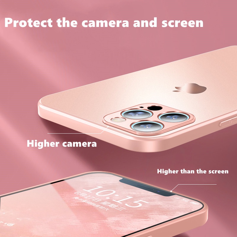 Ốp điện thoại mặt kính cường lực màu đục cho IPhone 13 Pro Max 11 12Pro MAX 7P 8Plus ipx Xr Xs Max