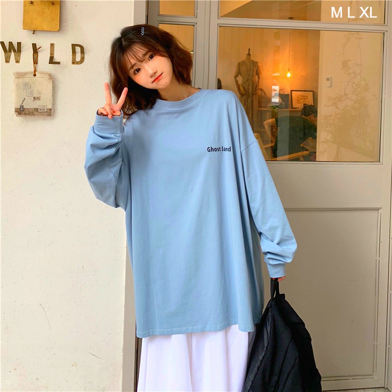 Áo thun dài tay 🎄 GHOST LAND 🎄 phông Unisex nam nữ tee oversize form rộng pull Ulzzang Streetwear Hàn Quốc vải mềm