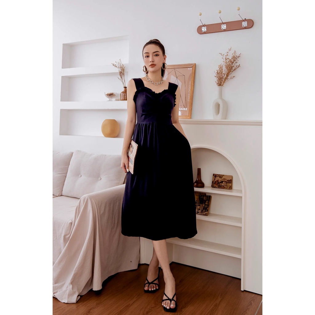 LADY ME by Eva de Eva Đầm hai dây dáng thắt eo 21SDKO034X