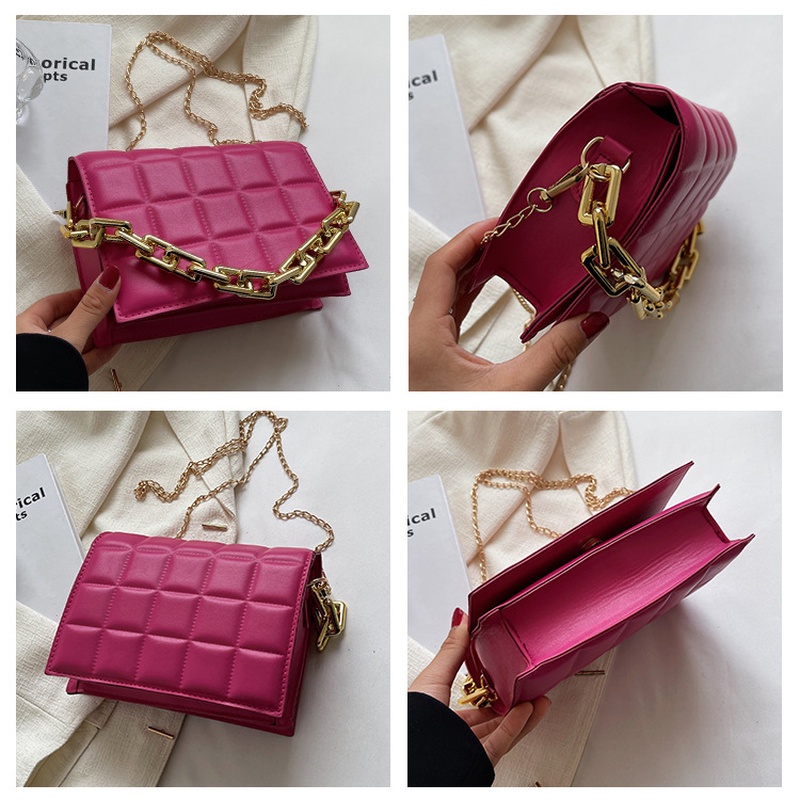 Túi Xách Đeo Vai Hình Vuông Màu Trơn Phối Dây Xích Hình Vuông Nhỏ Phong Cách Retro 2022 NB00122