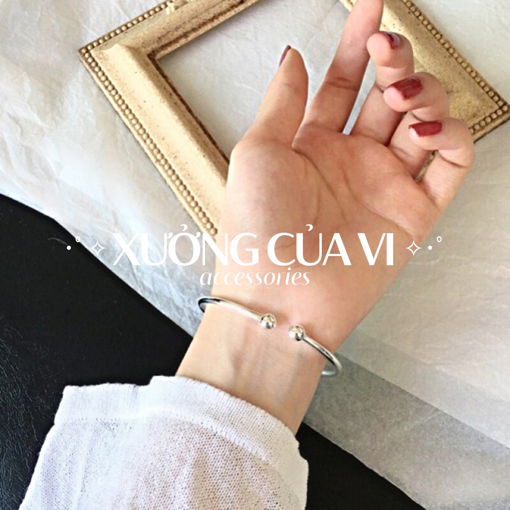 【XuongCuaVi.Acc】 Lắc tay kiềng hở màu bạc đơn giản phong cách Hàn Quốc LT022