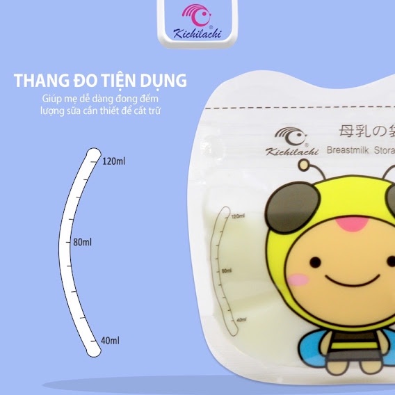 Túi Trữ Sữa Kichi Dung Tích 120ml Túi Đựng Sữa Mẹ Hộp 30 Túi