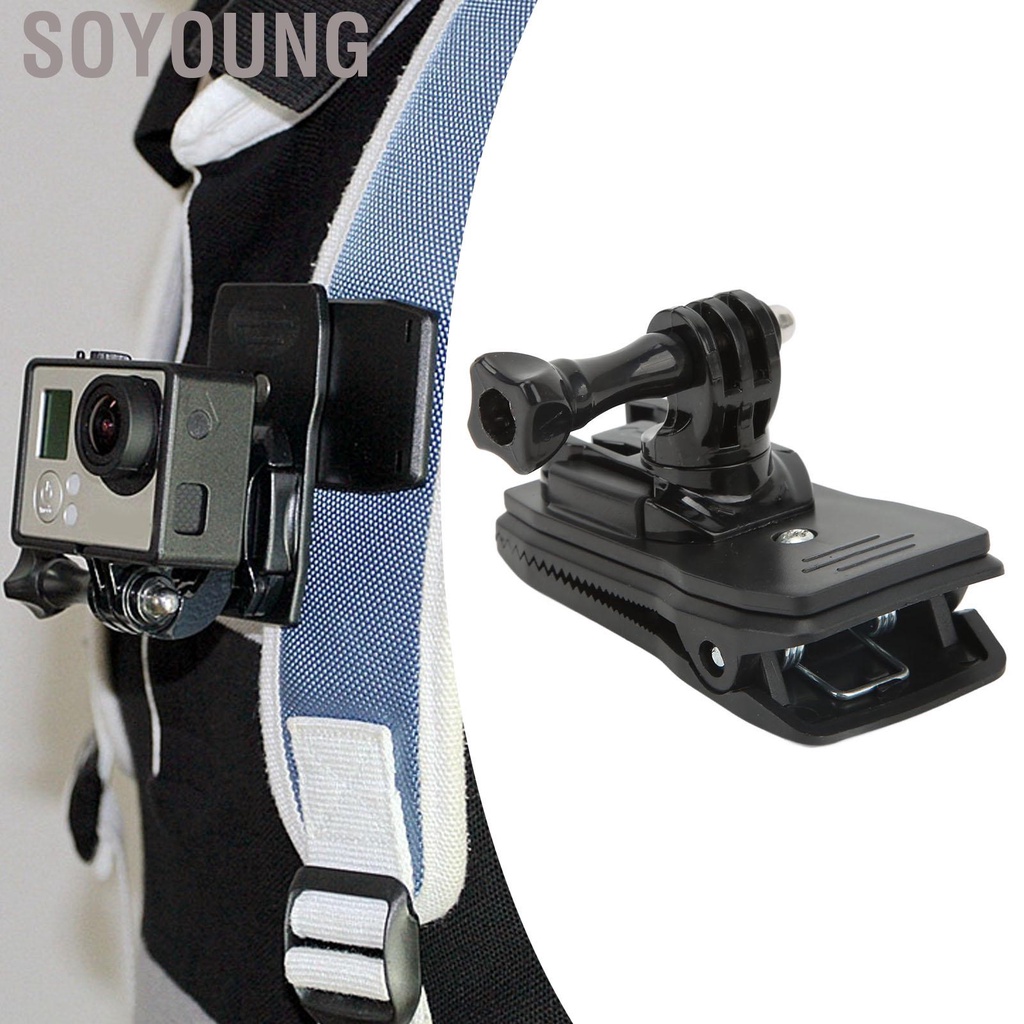 Soyoung Action Camera Backpack Clip 360 Degrees Rotating Plastic Fixing Clamp for Skiing