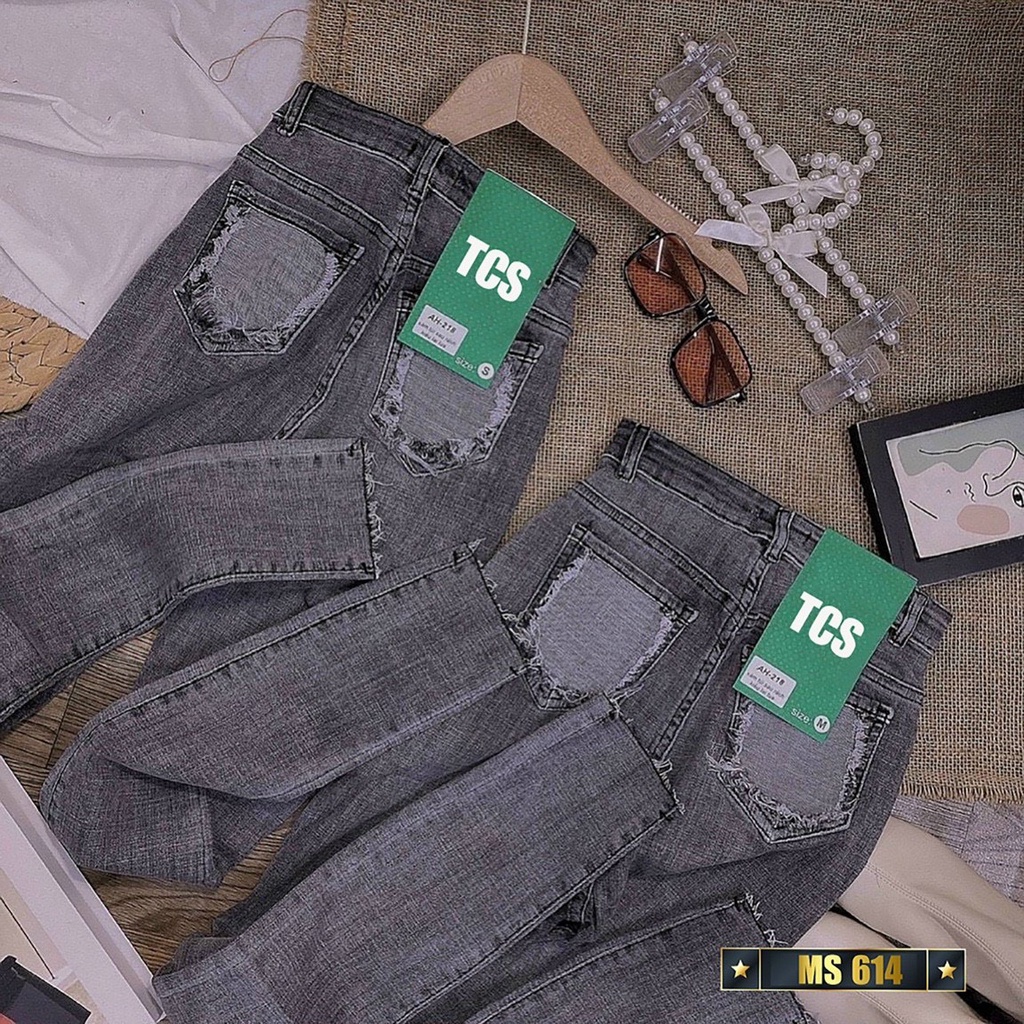 Quần jeans nữ lưng cao màu xám túi kiểu sau , quần lưng cao nữ , quần jeans cao cấp hàng chuẩn shop T-Fashion Shop qn614 | WebRaoVat - webraovat.net.vn