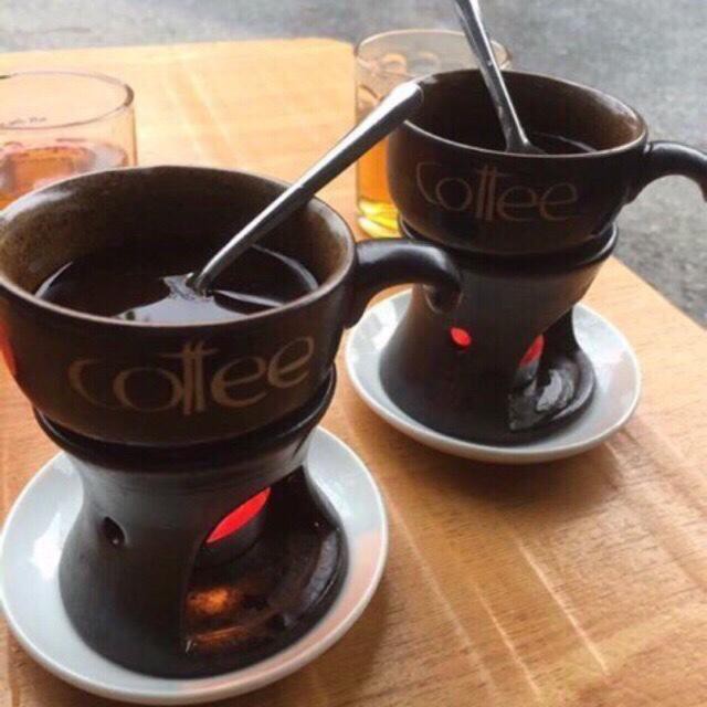 Bộ bếp đun cà phê kèm nến