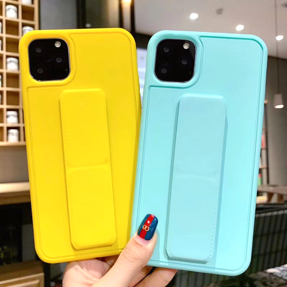 Candy Color Apple iPhone 12 Pro Max Soft Silicone+PC Case With Holder Ốp lưng iPhone 11 PorMax XR XS Max 7/8 Plus SE 20Mobile Phone Cover