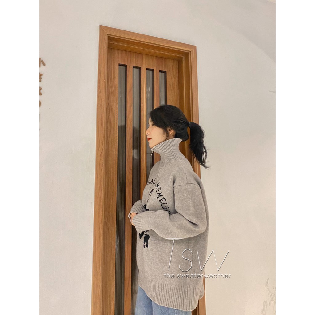 Áo len cổ polo kéo khoá hình thỏ | BigBuy360 - bigbuy360.vn