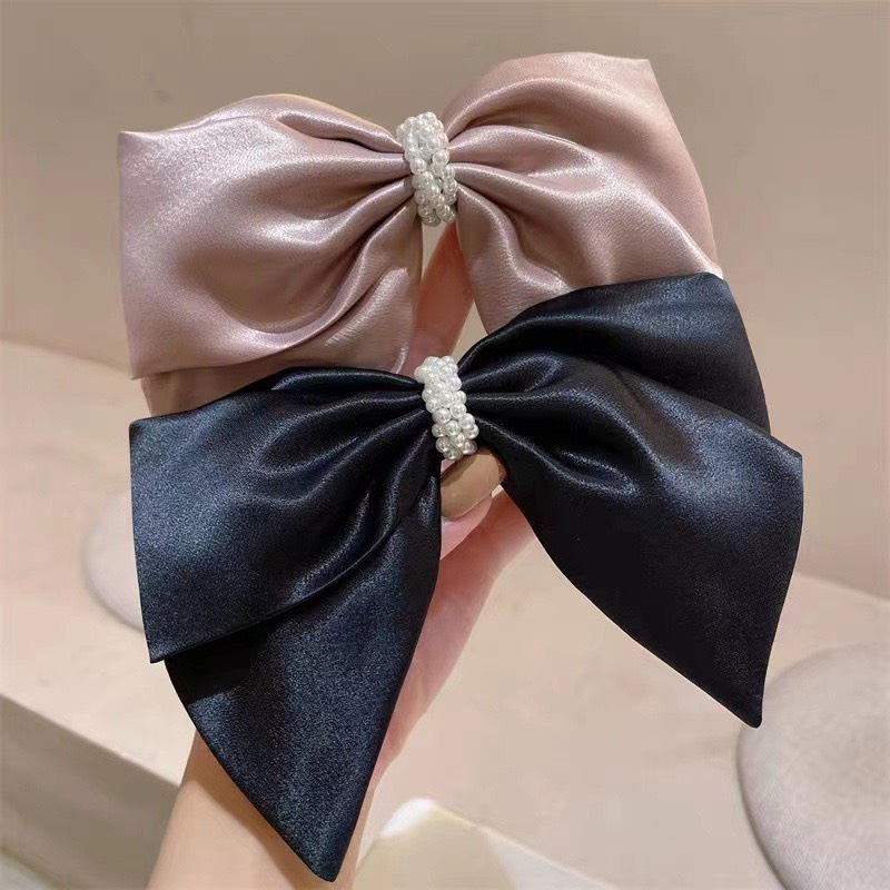 Kẹp tóc nơ tiểu thư đen nâu TIMSTORE phụ kiên thời trang phong cách hàn quốc