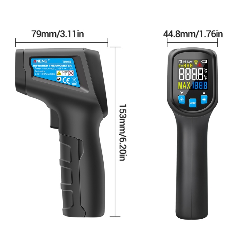 Nhiệt Kế IR Màn Hình LCD Hiển Thị Nhiệt Độ Và Độ Ẩm