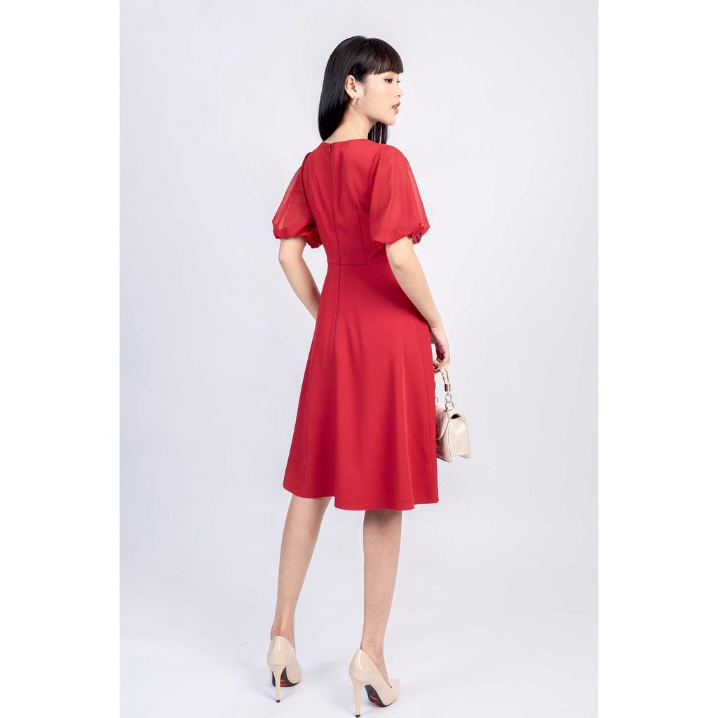 Đầm dáng xòe, tay bồng, khoét ngực MMOutfit M-DA000521238