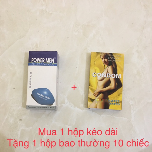 Bao cao su power men mua 1 kéo dài tặng 1 hộp bao thường 10 cái