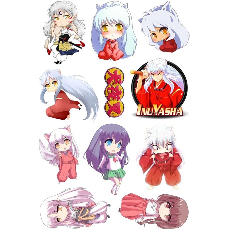 Sticker anime/hình dán inuyasha 30-60 cái ép lụa