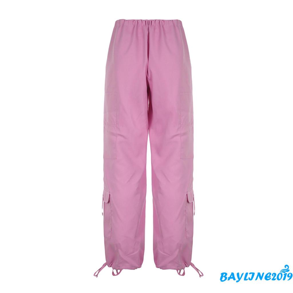 Quần Dài Dây Rút Màu Trơn Tùy Chỉnh Phối Túi Thời Trang Cho Nữ