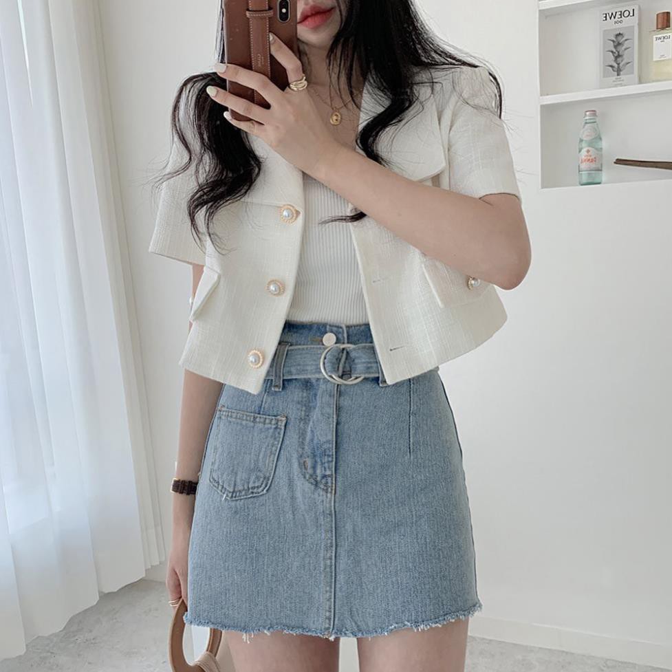 Áo khoác nữ Dáng ngắn tay ngắn Thiết kế Hàn Quốc Áo khoác lửng nữ Cao cấp Thời trang
