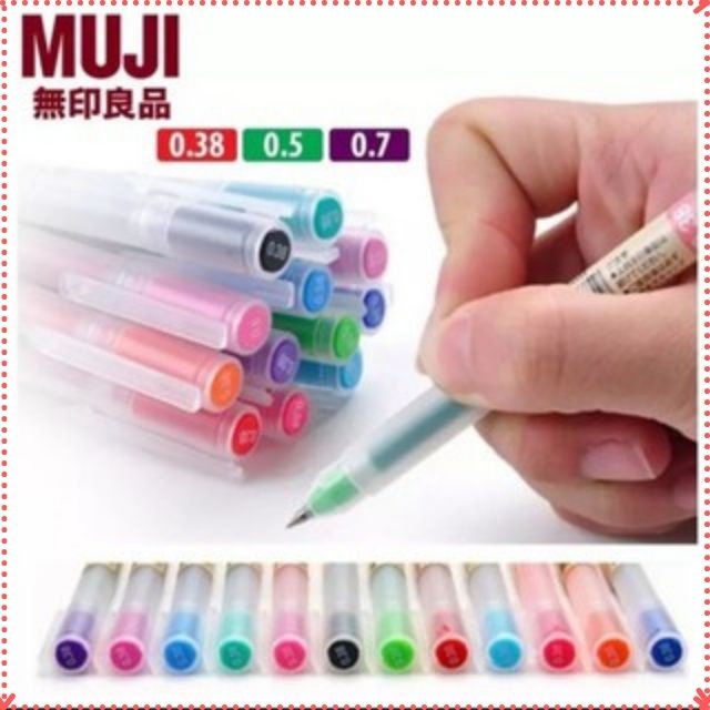 (Có Ảnh và Video thật ) Bút Bi Gel Muji Ngòi 0.38/0.5/0.7 Bản Mới- Hàng Nội Địa Nhật.