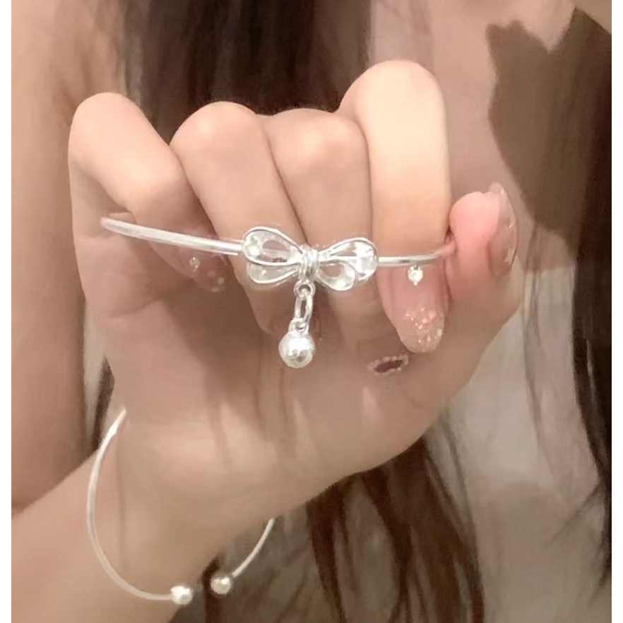 🌺Vòng Đeo Tay Mạ Bạc Đính Chuông Nhỏ Thời Trang Hàn Quốc Cho Nữ