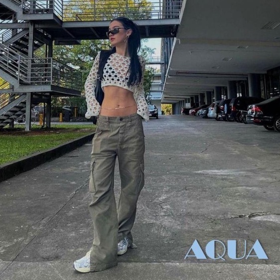 Áo Croptop Dệt Kim Tay Dài Màu Sắc Đơn Giản Cho Nữ