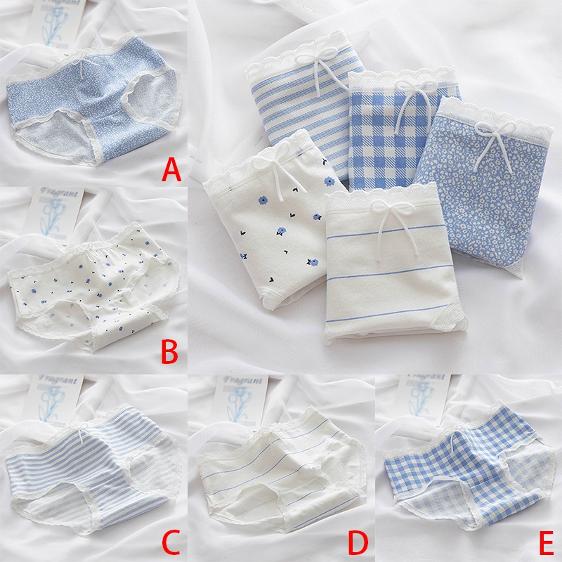 Quần lót cotton viền ren in họa tiết nhiều mẫu tùy chọn phong cách Hàn Quốc thời trang đáng yêu dành cho nữ