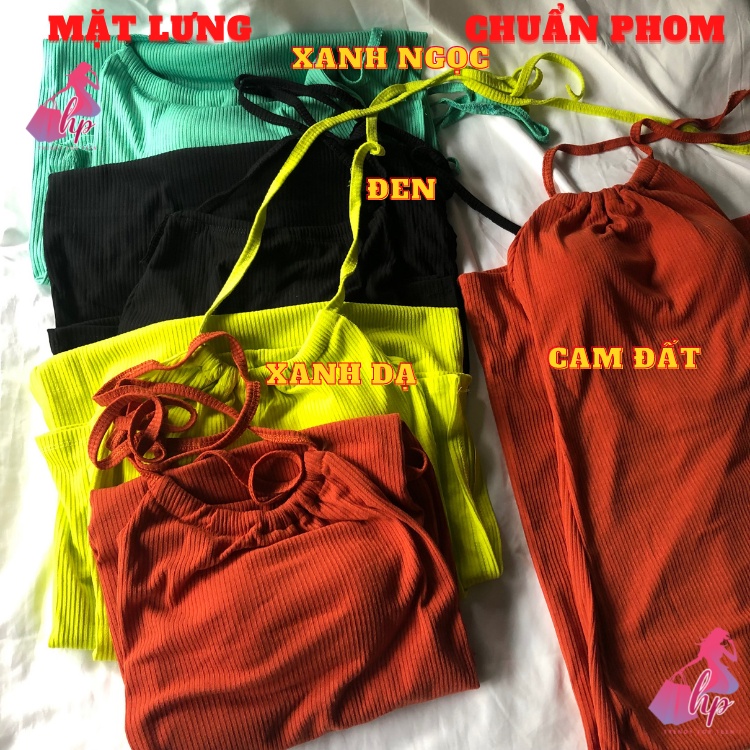 Váy đầm yếm nữ hở lưng  xẻ tà đùi cột dây màu đen có đệm mútngực thun gân sexy phong cách sang chảnh dự tiệc alohashop91