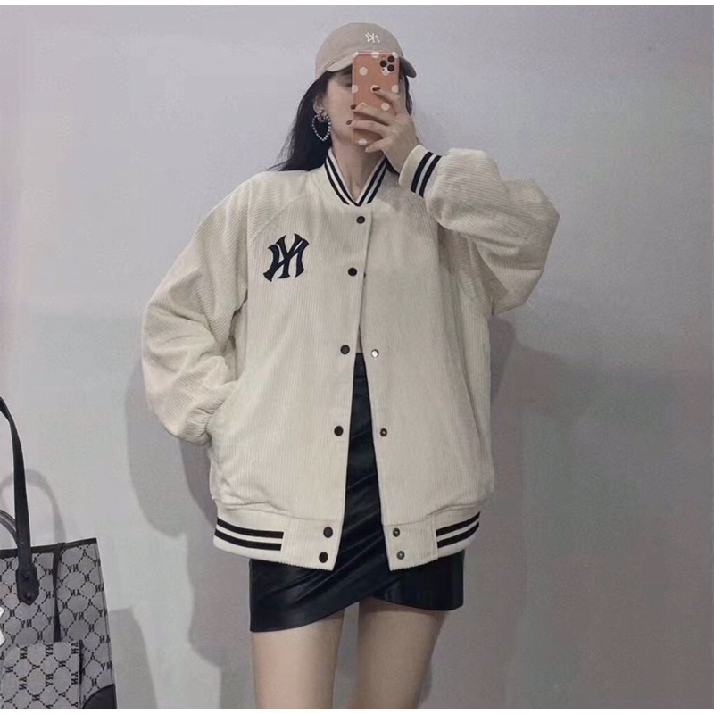 Áo khoác Bomber MLB thêu chữ NY dành cho nam nữ - Áo bóng chày thời trang thu đông hot