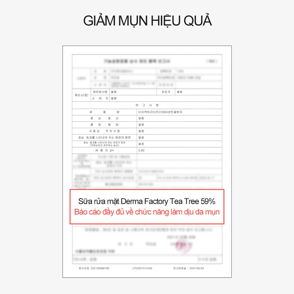 Sữa rửa mặt Derma Factory Tea Tree 59% Cleanser 150ml