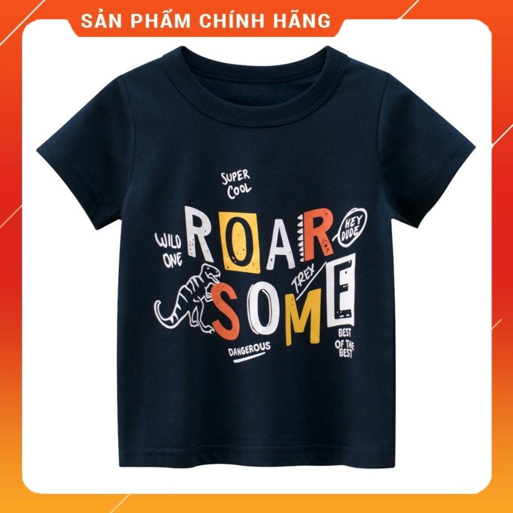 Áo Thun Cho Bé 27Kids Chính Hãng Áo Phông Bé Trai Chất Cotton Xuất Âu Mỹ ROAR SOME Xanh Than 2021