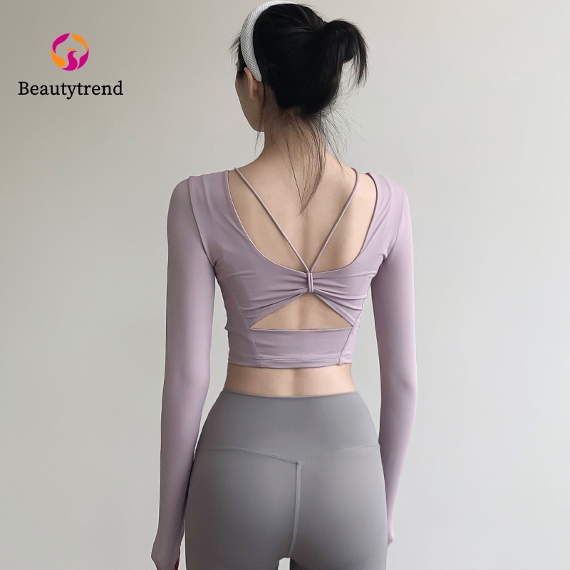 Áo croptop thể thao tay dài chất liệu thấm hút khô thoáng nhanh chóng
