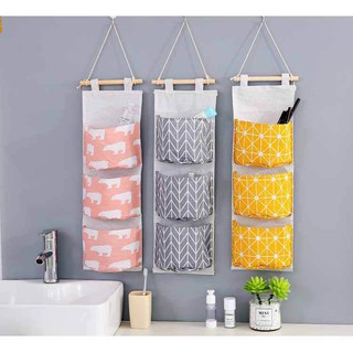 Túi vải đựng đồ treo tường 3 tầng