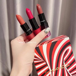 Set 3 thỏi son Mac Fullsize (Mac Ruby Woo, Devoted To Chili và màu Bated Breath)