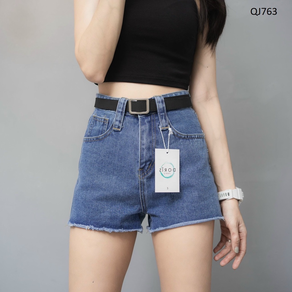 Quần short jean nữ lưng cao trơn cơ bản QJ763