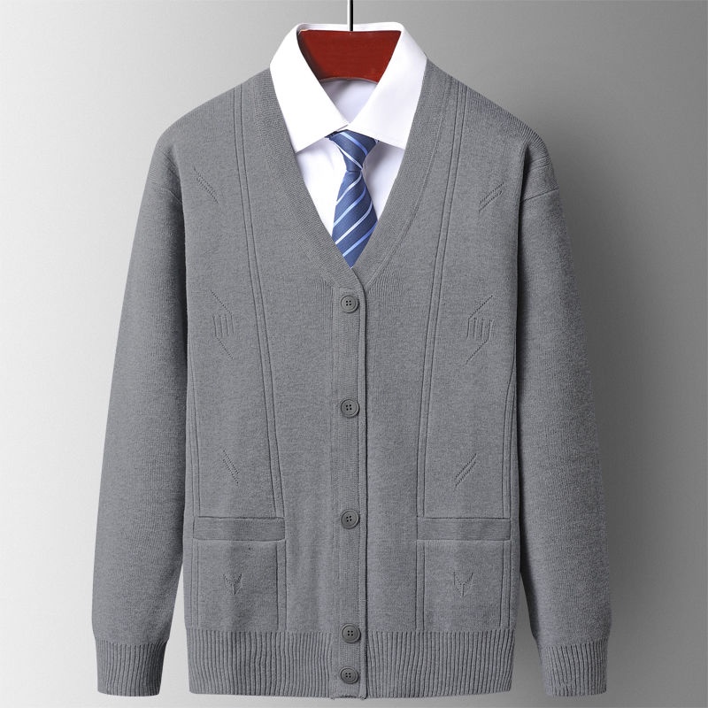 Áo Khoác Cardigan Len Không Tay Thời Trang Thu Đông Dành Cho Nam Giới Độ Tuổi Trung Niên