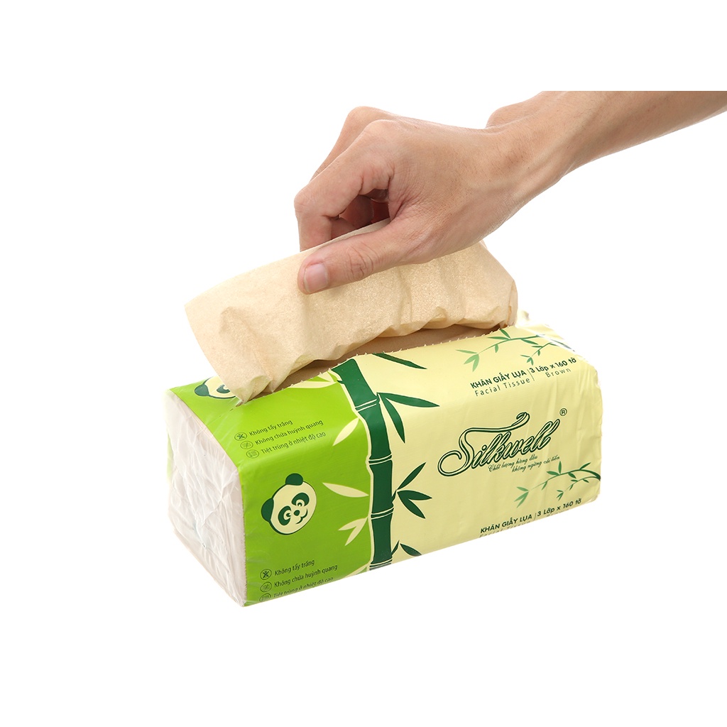Khăn giấy lụa Silkwell 3 lớp Gấu trúc 120 tờ 160 tờ Hàng chính hãng Có hóa đơn