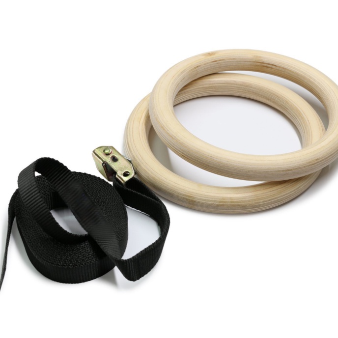 VÒNG TREO XÀ RINGS GỖ GYMNASTIC CÓ VẠCH CHỈNH 32mm kèm dây bản 38mm