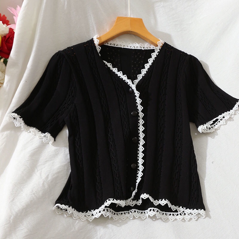 Áo Cardigan Dệt Kim Tay Ngắn Cổ Chữ V Thời Trang Dành Cho Nữ  tao bao