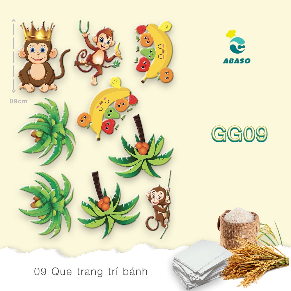 Que hoạt hình 12 con giáp trang trí bánh kem - Mẫu Con Khỉ