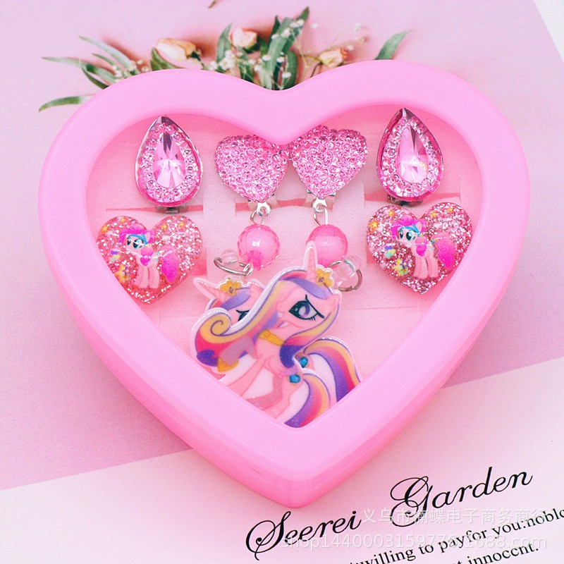 [Frozen] 6-Pcs Girl Ear Clip, No Ear Hole Kids Princess Earrings + Ring Set