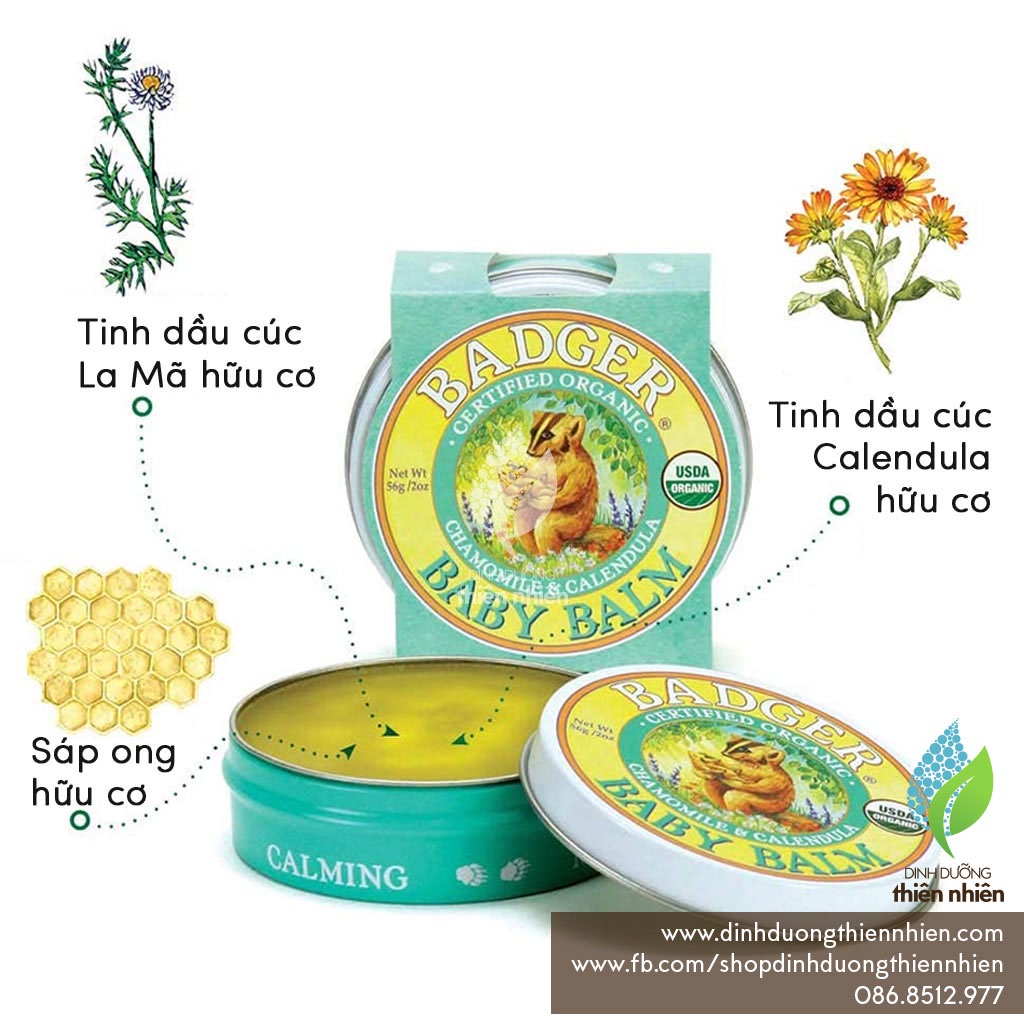 Sáp Dưỡng Da Hữu Cơ Cho Bé Badger Organic Baby Balm