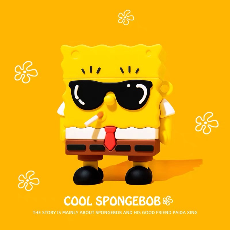 Vỏ Bảo Vệ Hộp Sạc Tai Nghe Bluetooth Bằng Silicon Mềm Hình Spongebob Cho airpods 1 / 2 pro