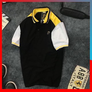 Áo Thun Nam ✴️FREESHIP – HÀNG CHẤT✴️ Cổ Bẻ Tay Ngắn  Phối 3 Màu In Logo, Thun Cá Sấu 65/35 4 Chiều Cao Cấp - GM
